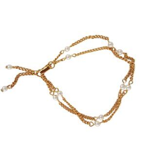 Golden Chain & Pearl Bracelet
